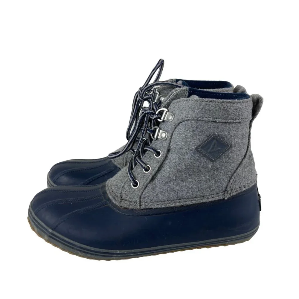 Sperry Top Sider Boys Sz 3 Rain Snow Duck Boot Wool Blend Lace Up‎